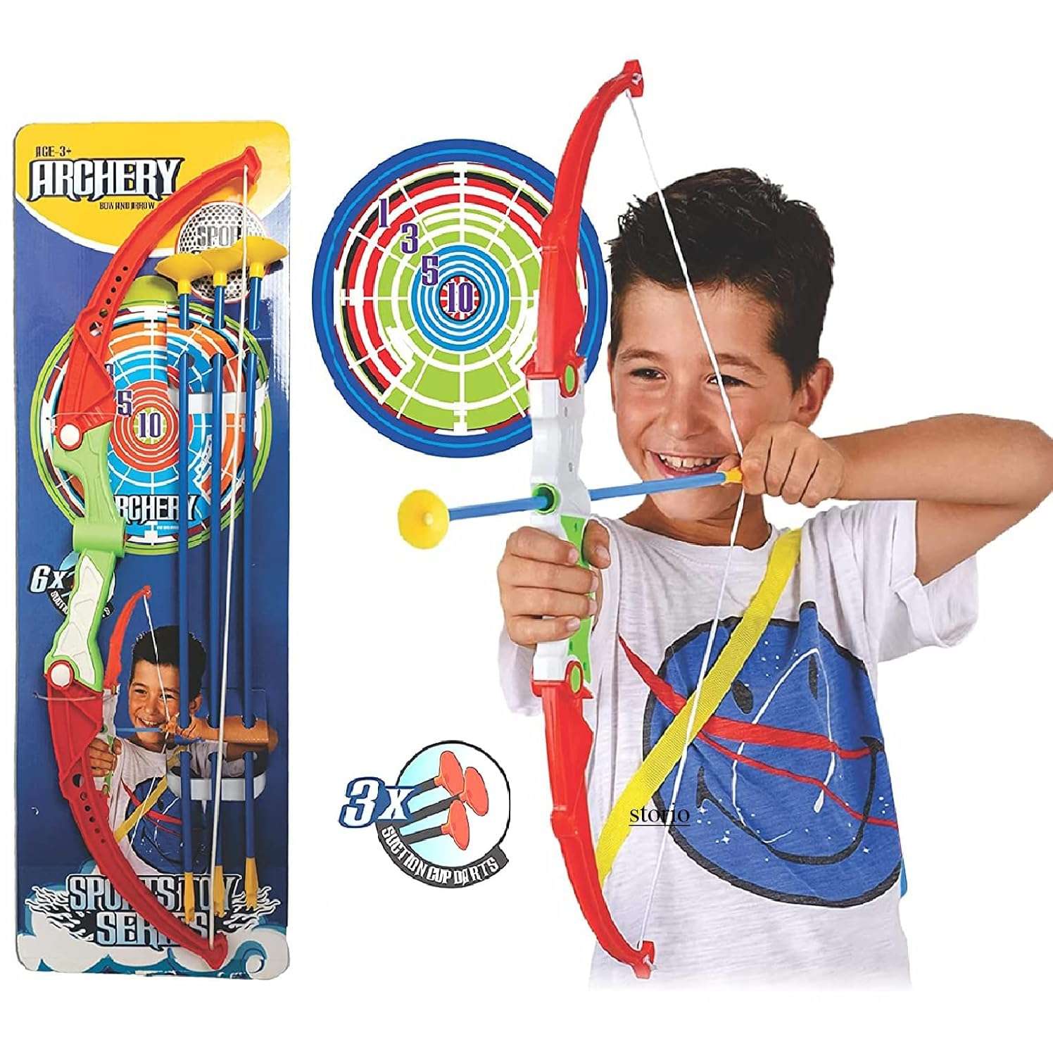 Storio Kids Toys Archery Bow and Arrow Toy Set with Target Board